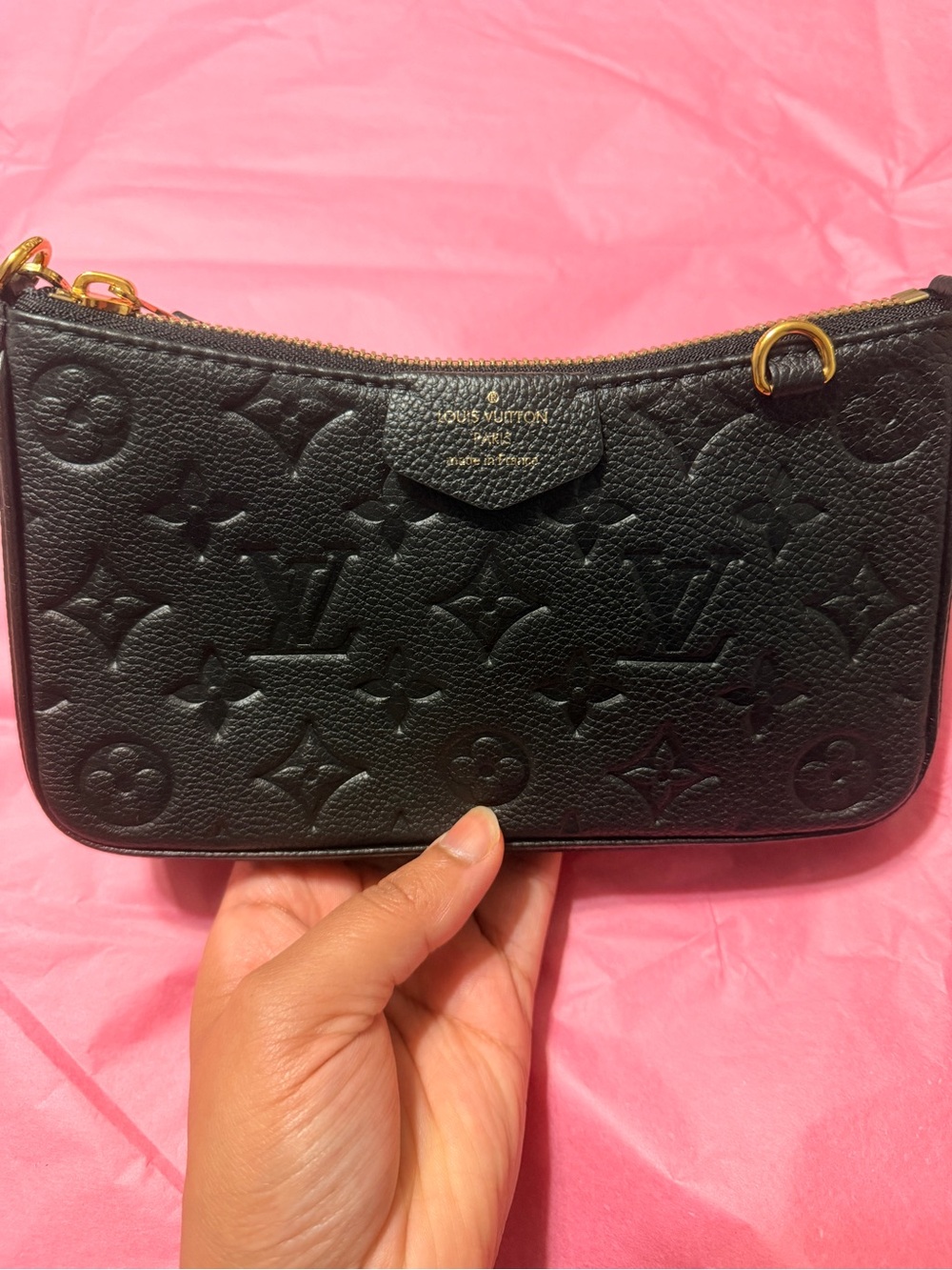 Louis Vuitton Black Embossed Monogram Chain Mini Pochette - Picture 8 of 9